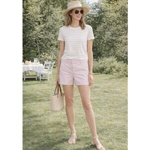 J. Crew Women's Classic 4" Stretch Chino Short Light Pink Size 4 Cotton Blend